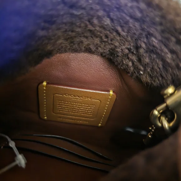 Coach Drawstring Shearling Pouch in Burgundy/Sangria - Picture 8 of 8